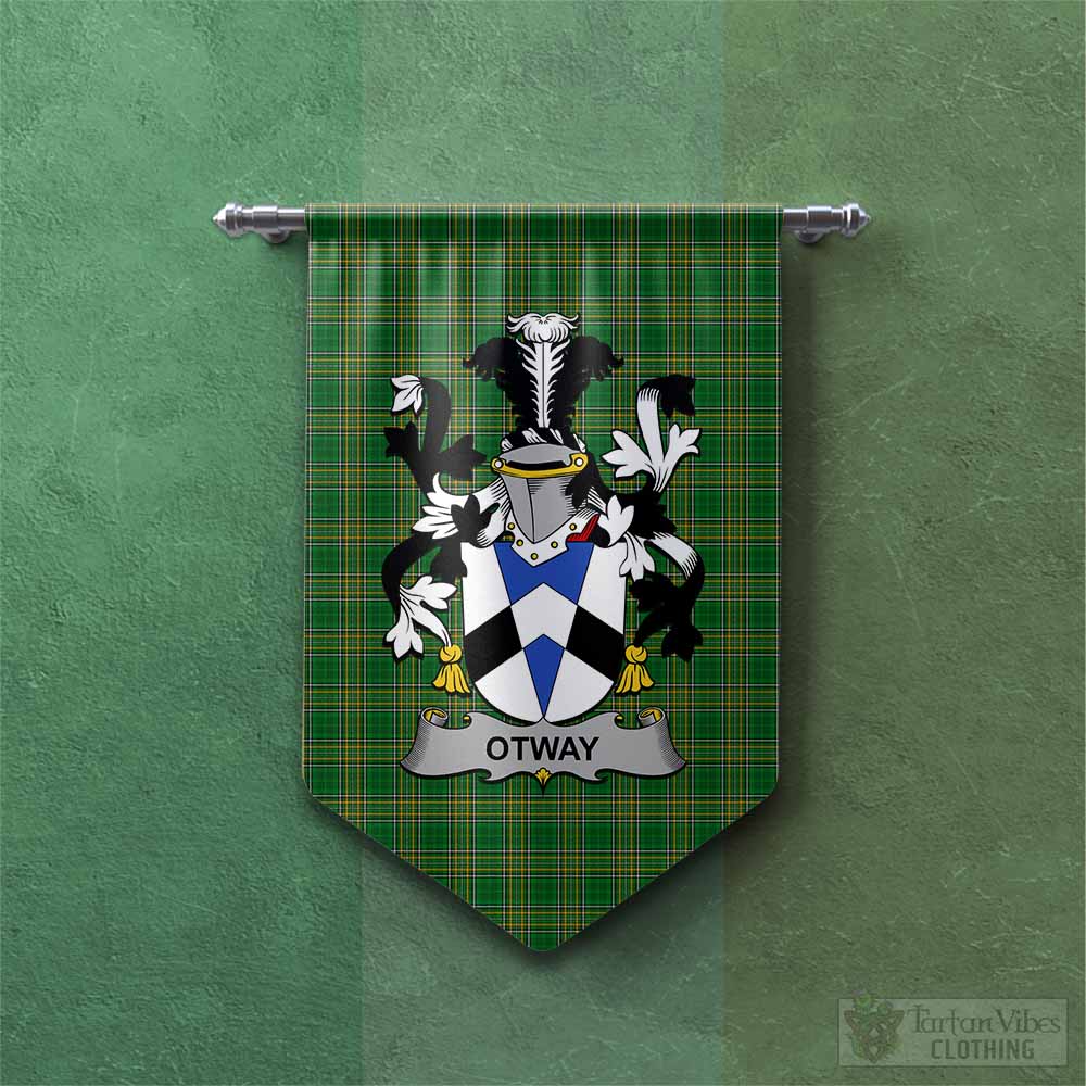 Tartan Vibes Clothing Otway Irish Clan Tartan Gonfalon, Tartan Banner with Coat of Arms
