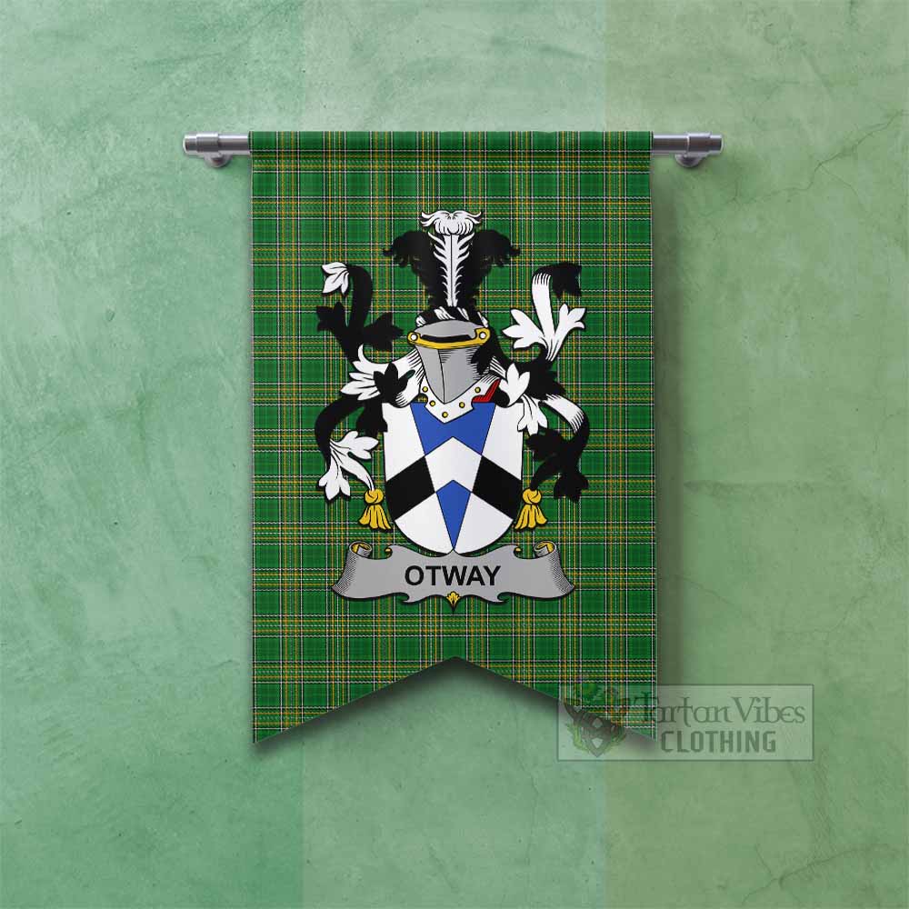 Tartan Vibes Clothing Otway Irish Clan Tartan Gonfalon, Tartan Banner with Coat of Arms