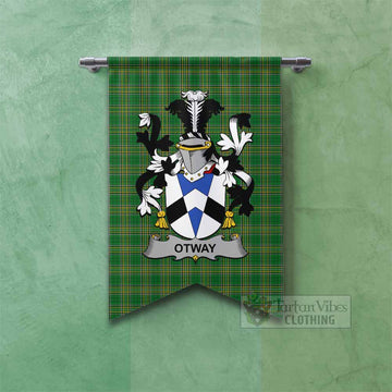 Otway Irish Clan Tartan Gonfalon, Tartan Banner with Coat of Arms