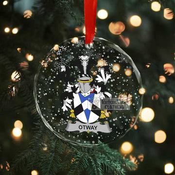 Otway Irish Clan Christmas Glass Ornament with Coat of Arms