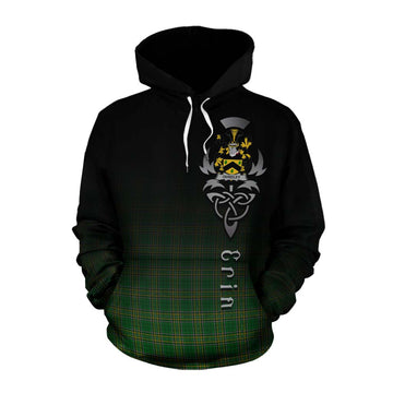 Tartan Vibes Clothing Ouseley Irish Clan Cotton Hoodie with Coat of Arms Erin Go Bragh Celtic Inspired