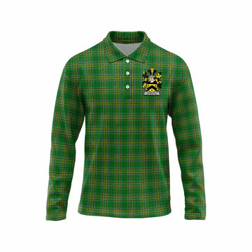 Ouseley Irish Clan Tartan Long Sleeve Polo Shirt with Coat of Arms Unisex - Tartan Vibes Clothing
