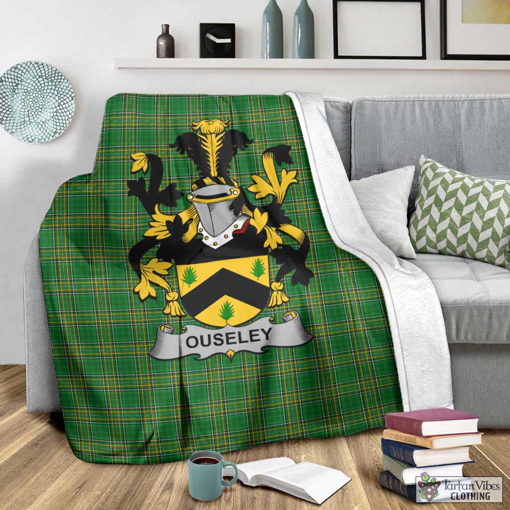 Ouseley Irish Clan Tartan Blanket with Coat of Arms - Tartan Vibes Clothing
