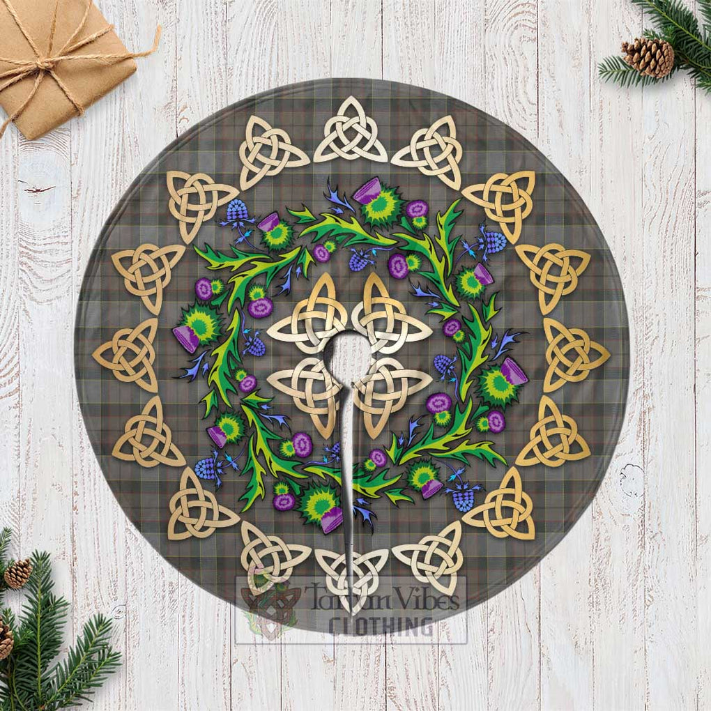 Tartan Vibes Clothing Outlander Tartan Christmas Tree Skirt with Thistle Celtic Knot Style