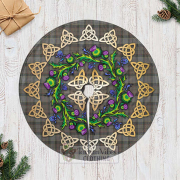 Tartan Vibes Clothing Outlander Tartan Christmas Tree Skirt with Thistle Celtic Knot Style