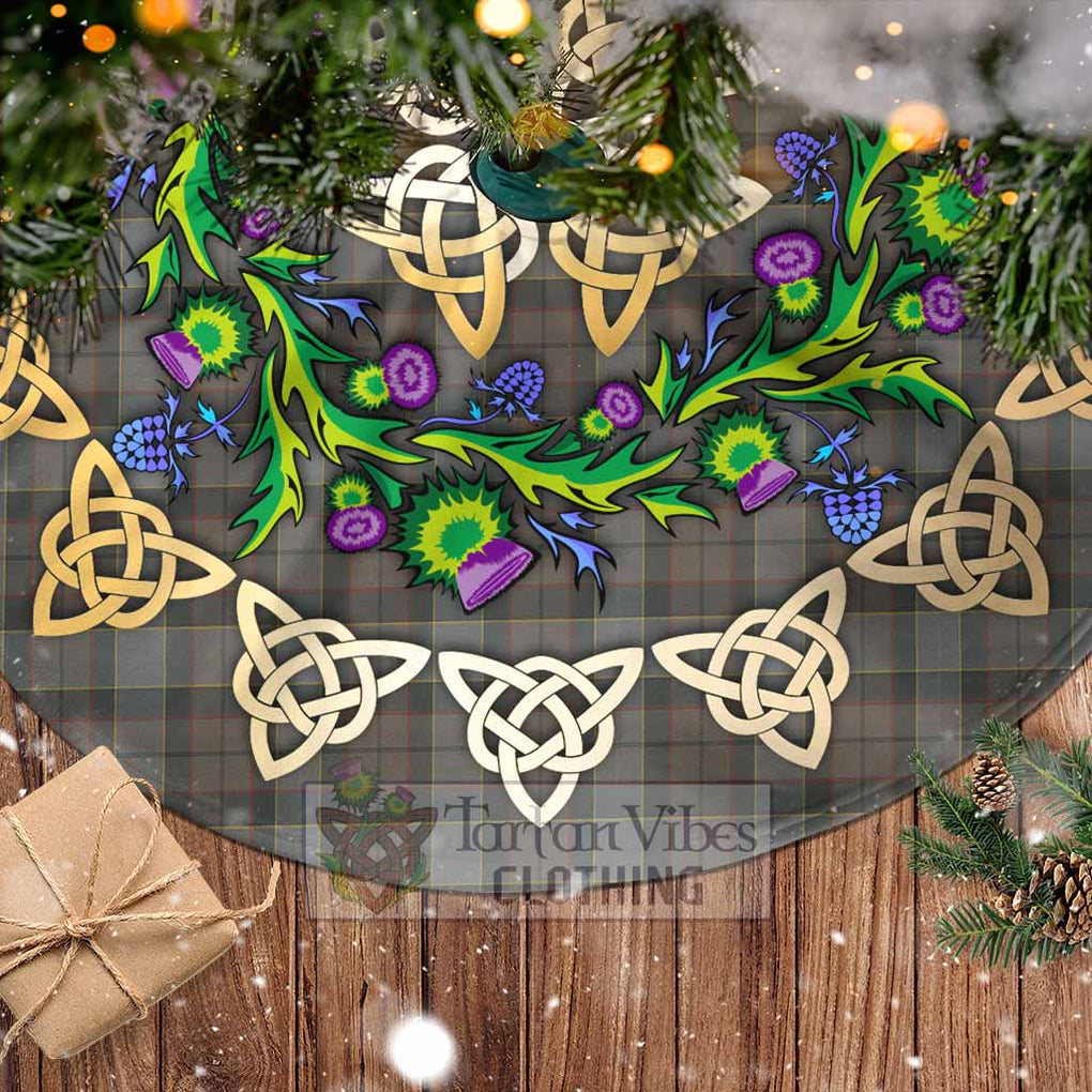 Tartan Vibes Clothing Outlander Tartan Christmas Tree Skirt with Thistle Celtic Knot Style