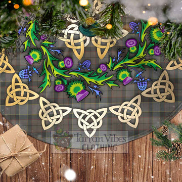 Tartan Vibes Clothing Outlander Tartan Christmas Tree Skirt with Thistle Celtic Knot Style