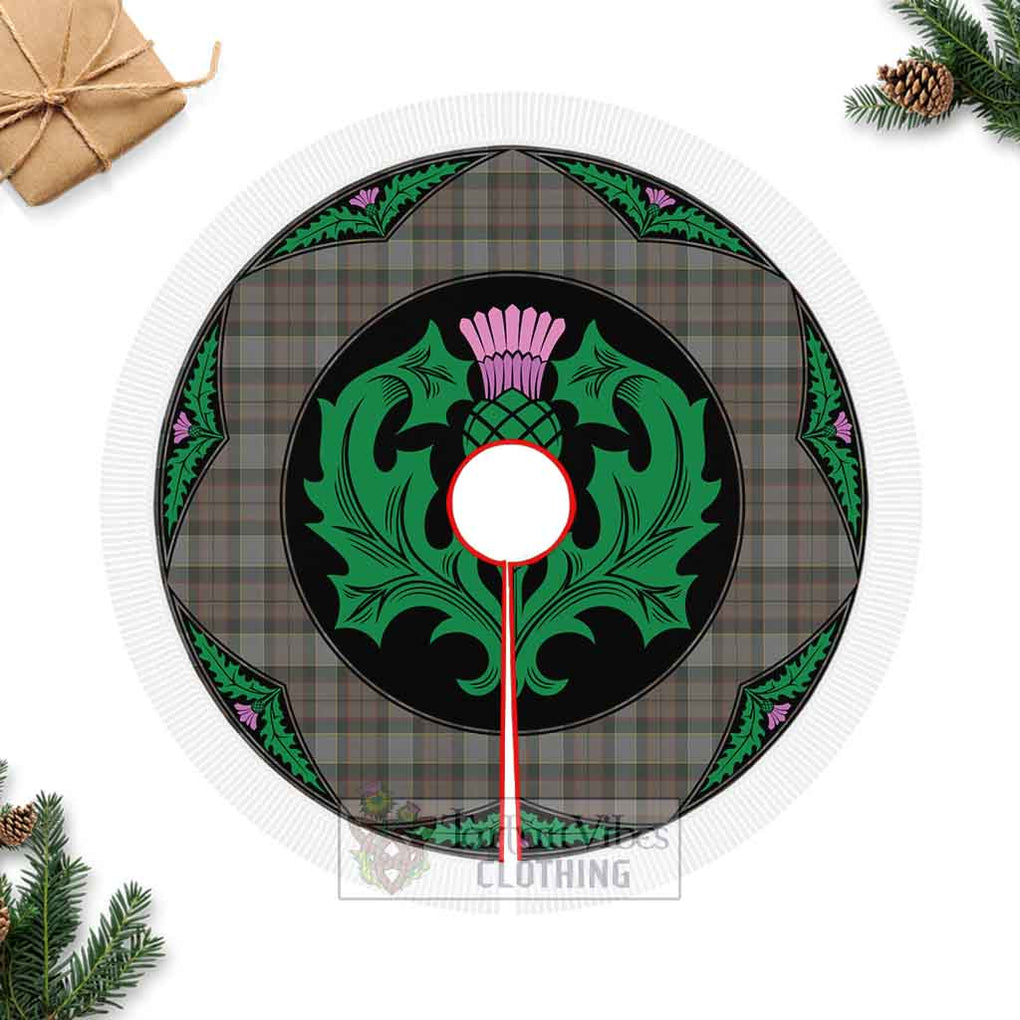 Outlander Tartan Christmas Tree Skirt Scottish Thistle Style Fringed Tree Skirts - Tartan Vibes Clothing