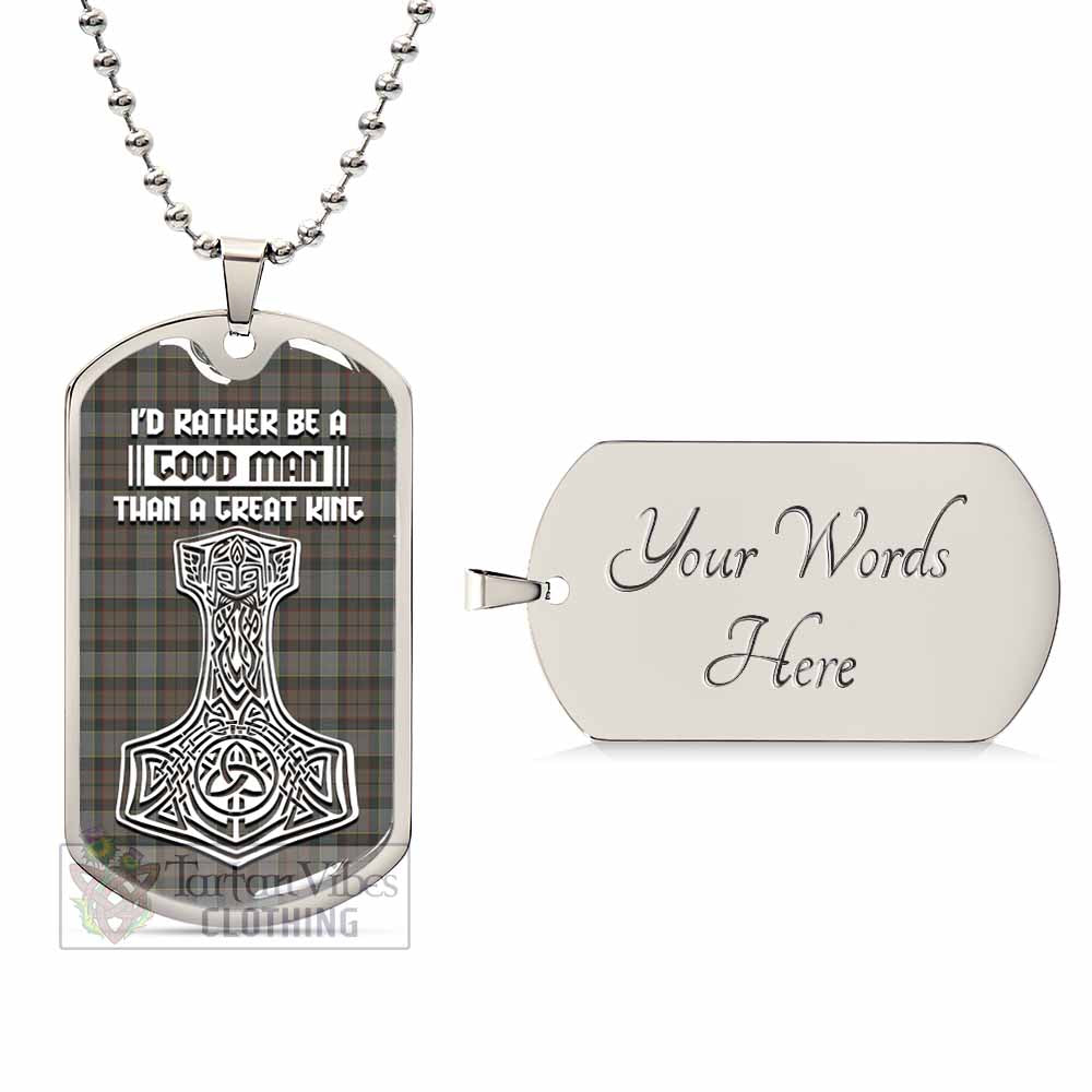 Outlander Tartan Dog Tag Necklace Viking Mjolnir Style Silver Yes - Tartan Vibes Clothing