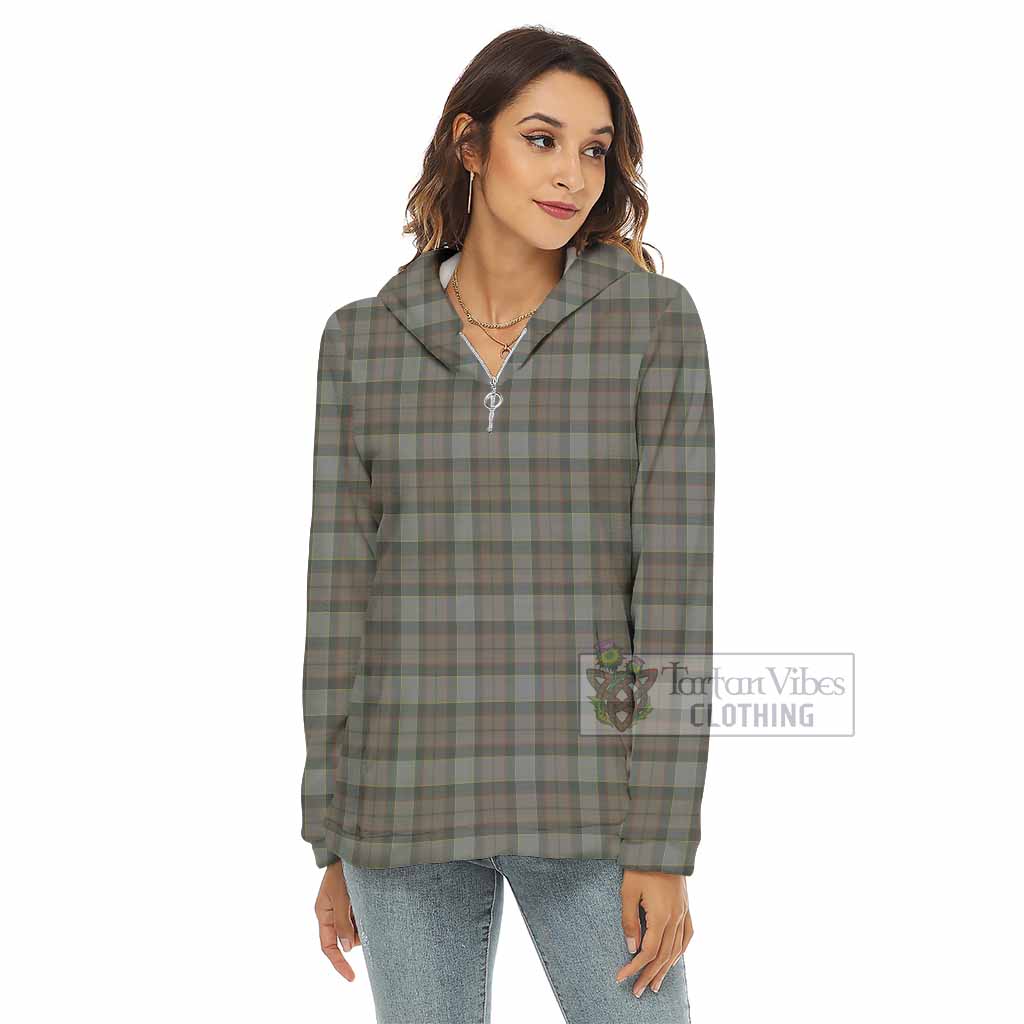 Outlander Tartan Women's Borg Fleece Hoodie with Half Zip - Tartan Vibes Clothing