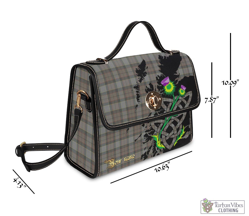 Tartan Vibes Clothing Outlander Fraser Tartan Waterproof Canvas Bag with Scotland Map and Thistle Celtic Accents
