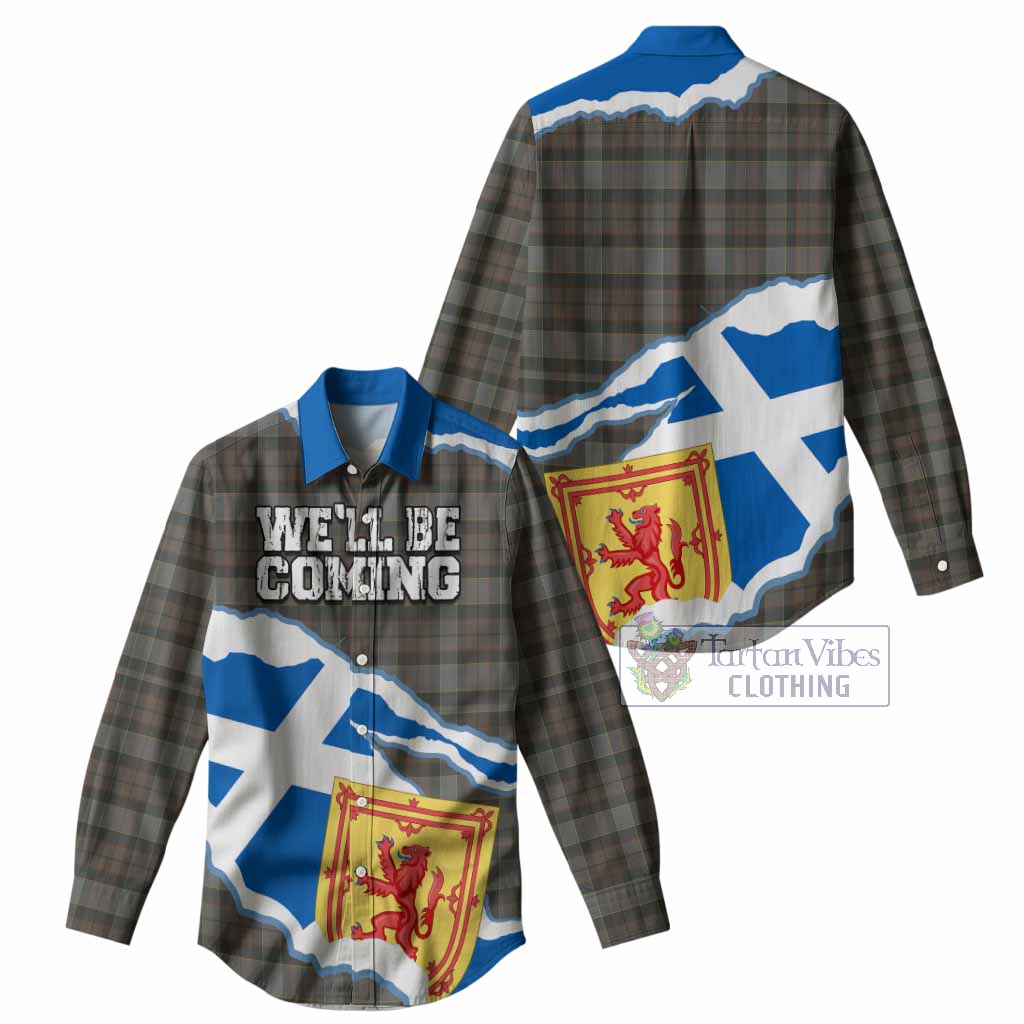 Outlander Fraser Scotland Football Tartan Women Casual Shirt We'll Be Coming
