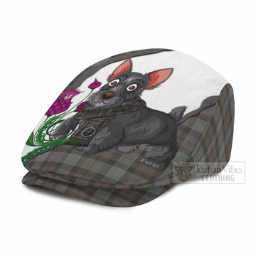 Outlander Fraser Scottish Terrier Tartan Flat Cap, Jeff Cap Thistle Heritage Art
