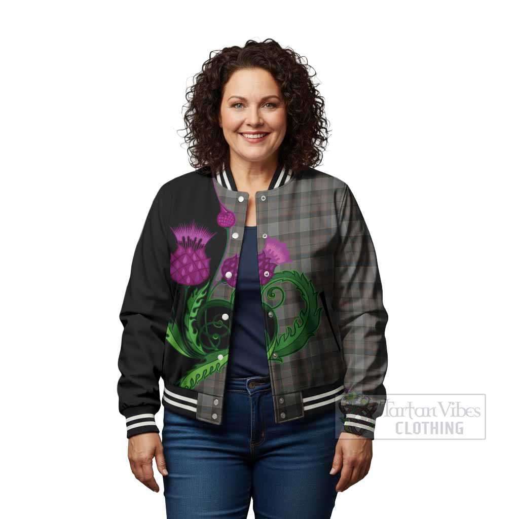 Outlander Fraser Tartan Baseball Jacket Traditional Scottish Thistle