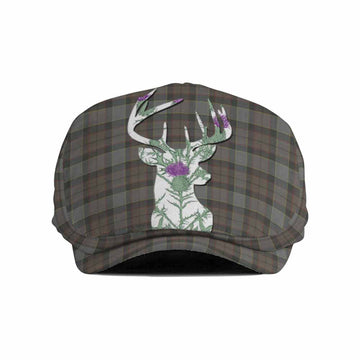 Outlander Fraser Tartan Flat Cap, Jeff Cap Scottish Stag Thistle Floral Art