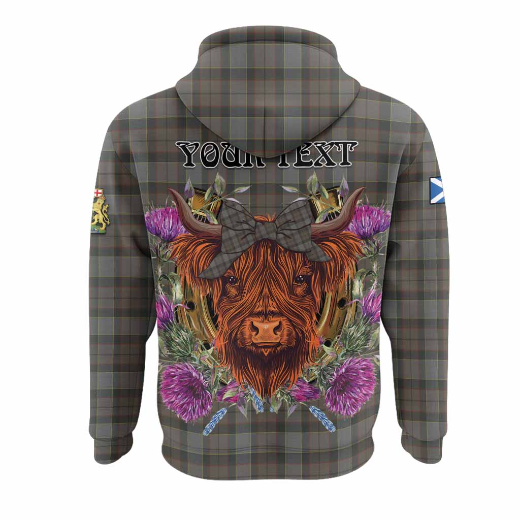 Outlander Fraser Tartan Hoodie Scottish Thistle Heilan Coo