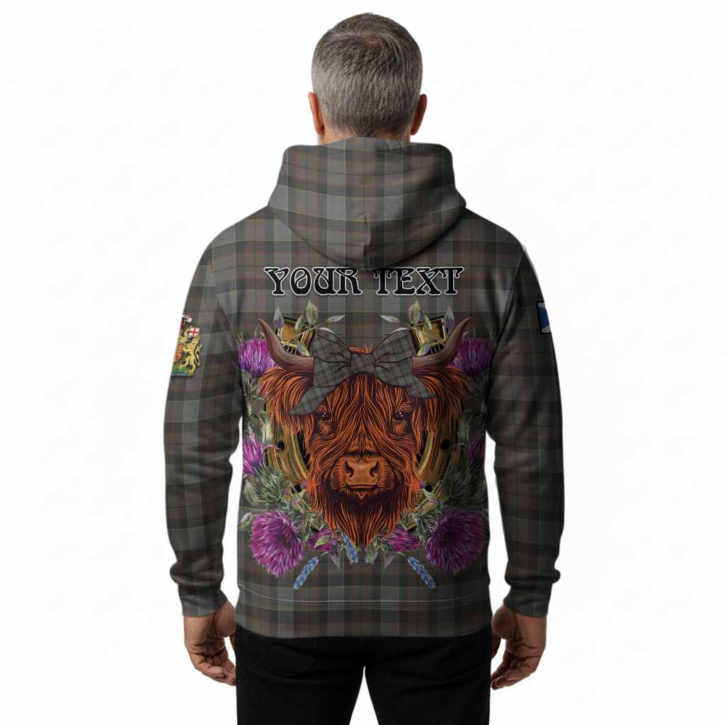 Outlander Fraser Tartan Hoodie Scottish Thistle Heilan Coo