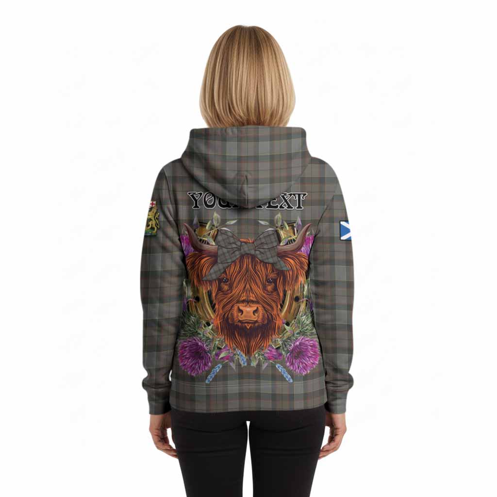 Outlander Fraser Tartan Hoodie Scottish Thistle Heilan Coo
