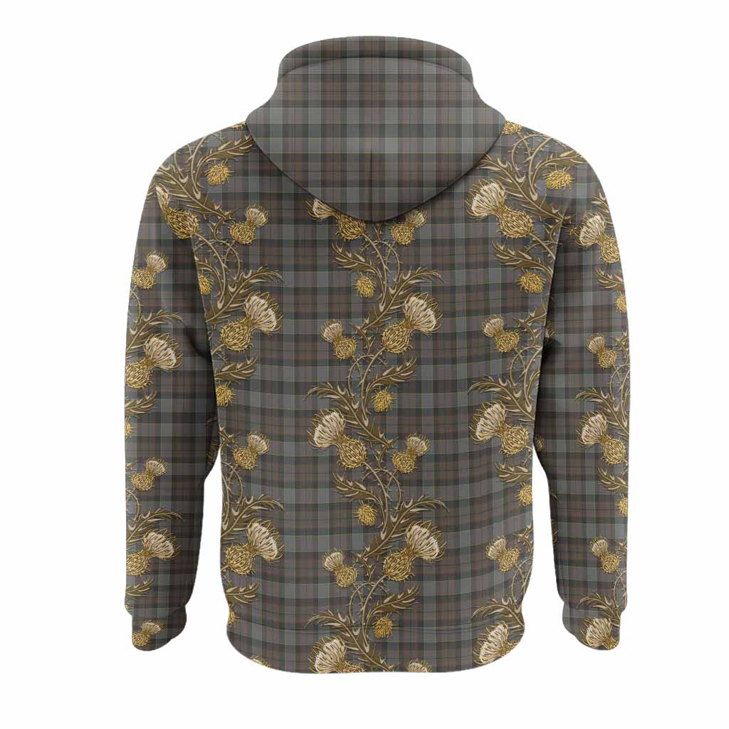 Outlander Fraser Tartan Hoodie Seamless Scottish Thistle Flowers