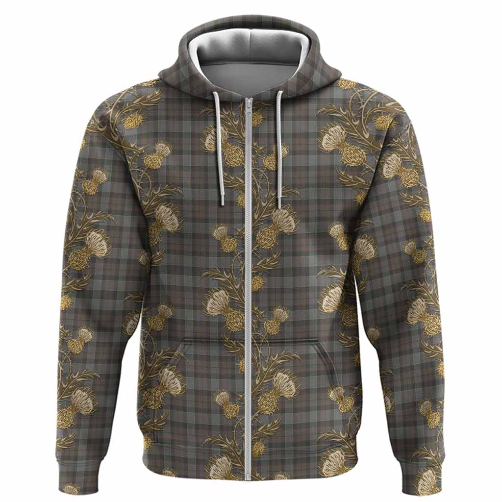 Outlander Fraser Tartan Hoodie Seamless Scottish Thistle Flowers