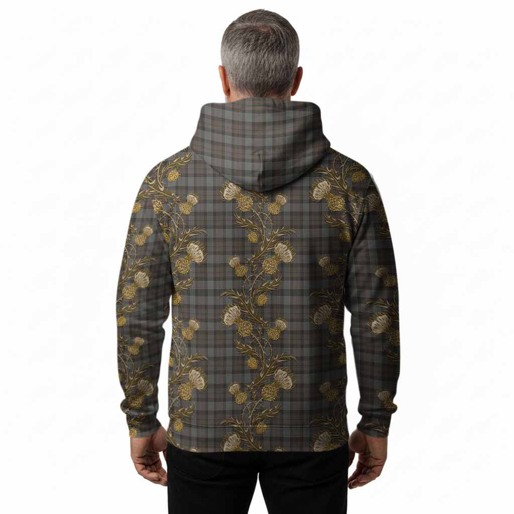 Outlander Fraser Tartan Hoodie Seamless Scottish Thistle Flowers