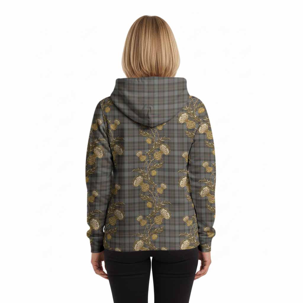 Outlander Fraser Tartan Hoodie Seamless Scottish Thistle Flowers