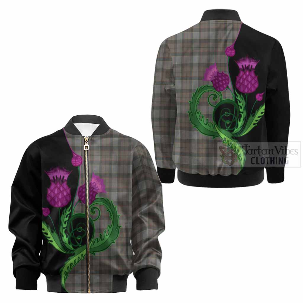 Outlander Fraser Tartan Kid Bomber Jacket Traditional Scottish Thistle