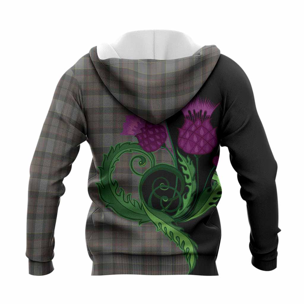 Outlander Fraser Tartan Knitted Hoodie Traditional Scottish Thistle