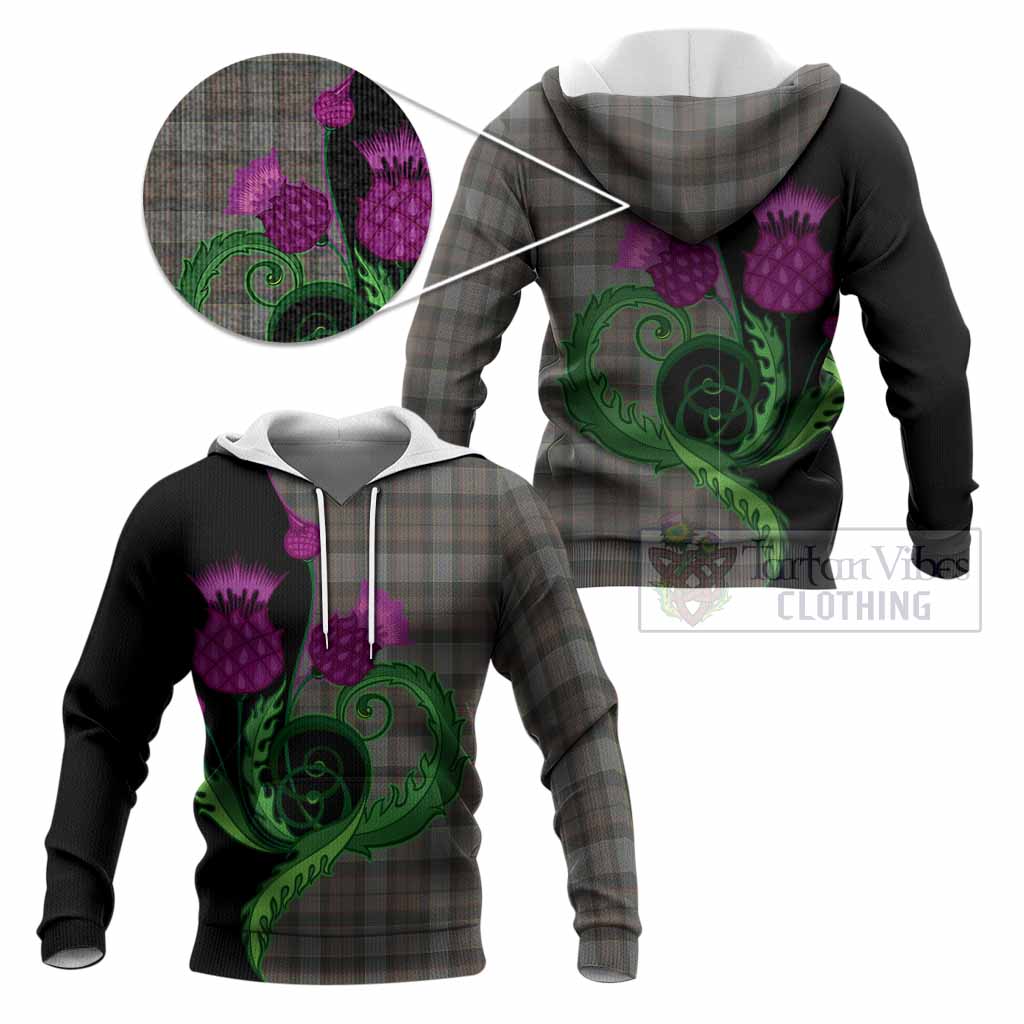 Outlander Fraser Tartan Knitted Hoodie Traditional Scottish Thistle