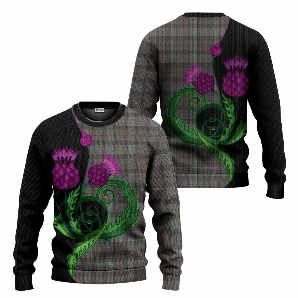 Outlander Fraser Tartan Knitted Sweater Traditional Scottish Thistle