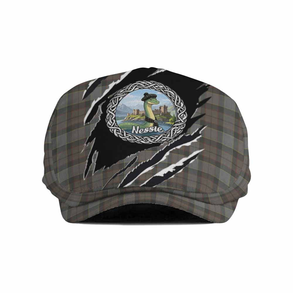Outlander Fraser Tartan Loch Ness Monster Flat Cap, Jeff Cap Celtic Knot Nessie Art