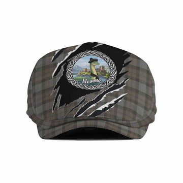 Outlander Fraser Tartan Loch Ness Monster Flat Cap, Jeff Cap Celtic Knot Nessie Art
