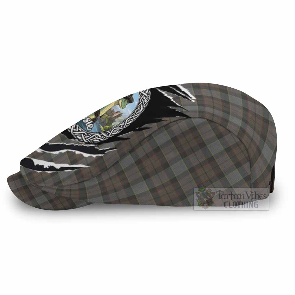 Outlander Fraser Tartan Loch Ness Monster Flat Cap, Jeff Cap Celtic Knot Nessie Art