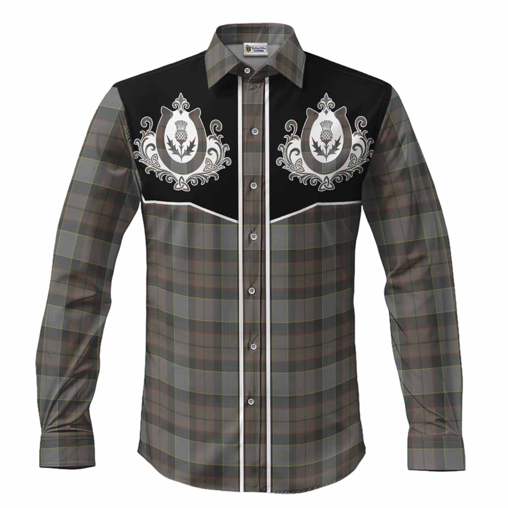 Outlander Fraser Tartan Long Sleeve Button Shirts Horseshoe Ornament Men's Shirt S - Tartan Vibes Clothing