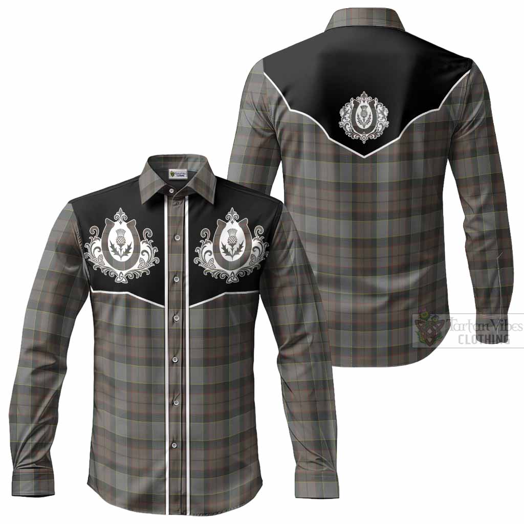 Outlander Fraser Tartan Long Sleeve Button Shirts Horseshoe Ornament Men's Shirt - Tartan Vibes Clothing