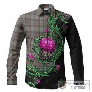 Outlander Fraser Tartan Long Sleeve Button Shirts Resilient Scottish Thistle