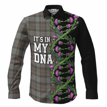 Outlander Fraser Tartan Long Sleeve Button Shirts Scottish Identity Thistle Flower DNA Strand Art Men's Shirt S - Tartan Vibes Clothing