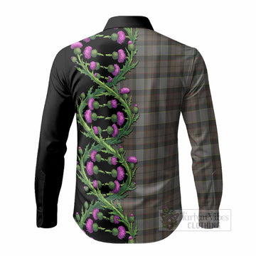 Outlander Fraser Tartan Long Sleeve Button Shirts Scottish Identity Thistle Flower DNA Strand Art - Tartan Vibes Clothing