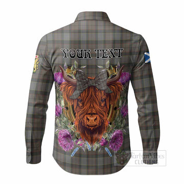 Outlander Fraser Tartan Long Sleeve Button Shirts Scottish Thistle Heilan Coo