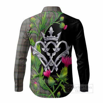 Outlander Fraser Tartan Luckenbooth Long Sleeve Button Shirts Silver Heart Crown Thistle Floral - Tartan Vibes Clothing