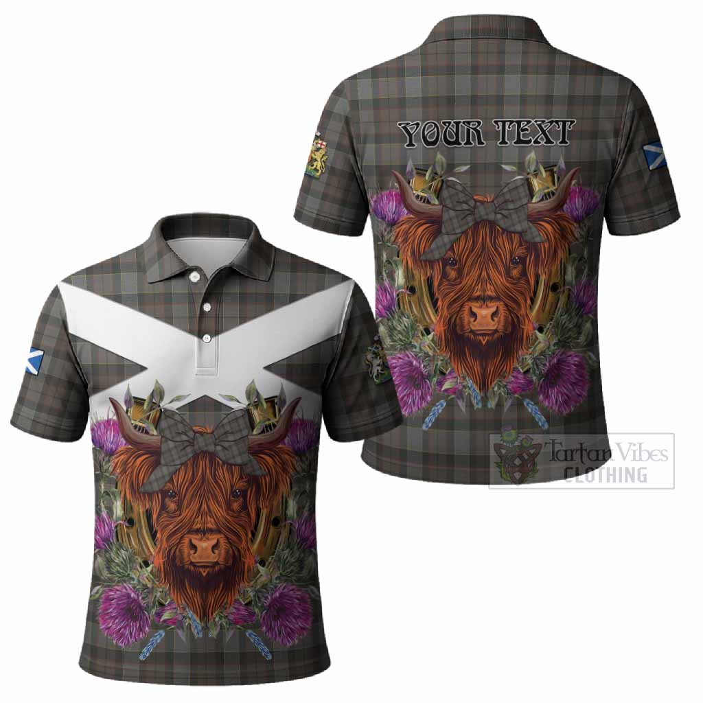 Outlander Fraser Tartan Polo Shirt Scottish Thistle Heilan Coo
