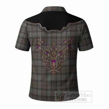 Outlander Fraser Tartan Polo Shirt Thistle Ornament Western Yoke