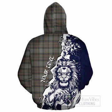 Outlander Fraser Tartan Scottish Cotton Hoodie Angry Lion With Soccer Ball Style