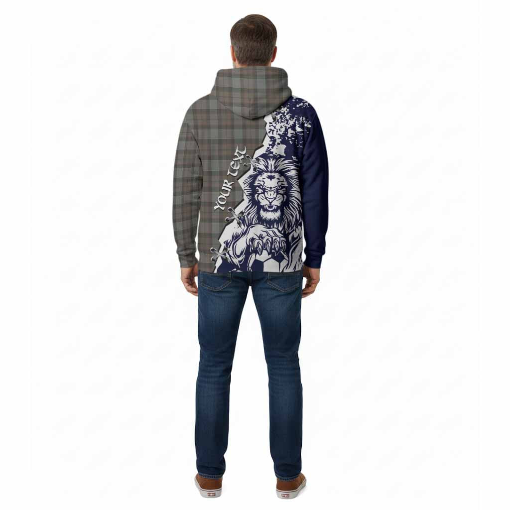 Outlander Fraser Tartan Scottish Cotton Hoodie Angry Lion With Soccer Ball Style