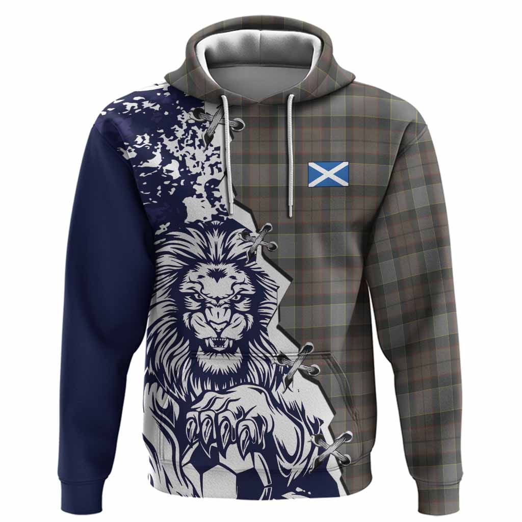 Outlander Fraser Tartan Scottish Hoodie Angry Lion With Soccer Ball Style