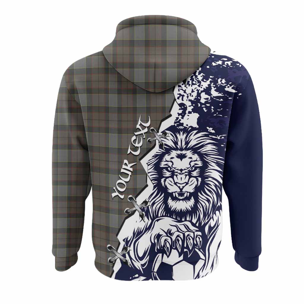 Outlander Fraser Tartan Scottish Hoodie Angry Lion With Soccer Ball Style