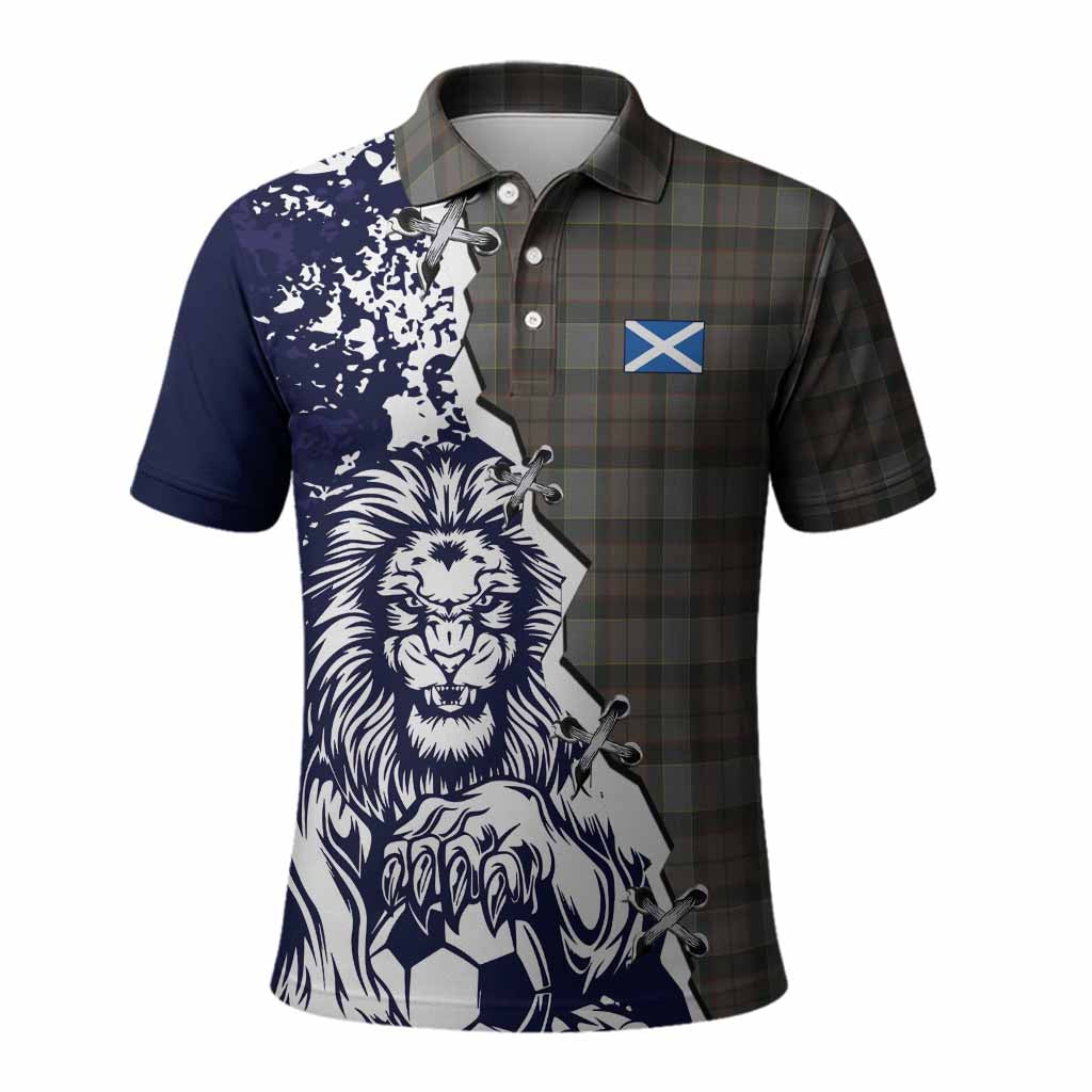 Outlander Fraser Tartan Scottish Polo Shirt Angry Lion With Soccer Ball Style