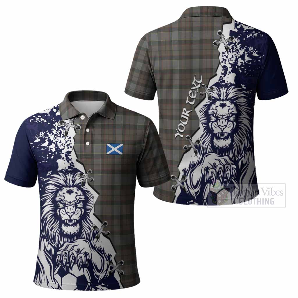 Outlander Fraser Tartan Scottish Polo Shirt Angry Lion With Soccer Ball Style