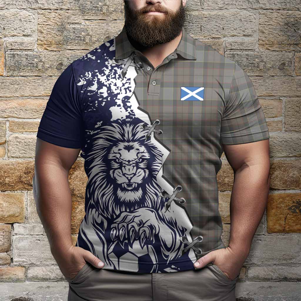 Outlander Fraser Tartan Scottish Polo Shirt Angry Lion With Soccer Ball Style