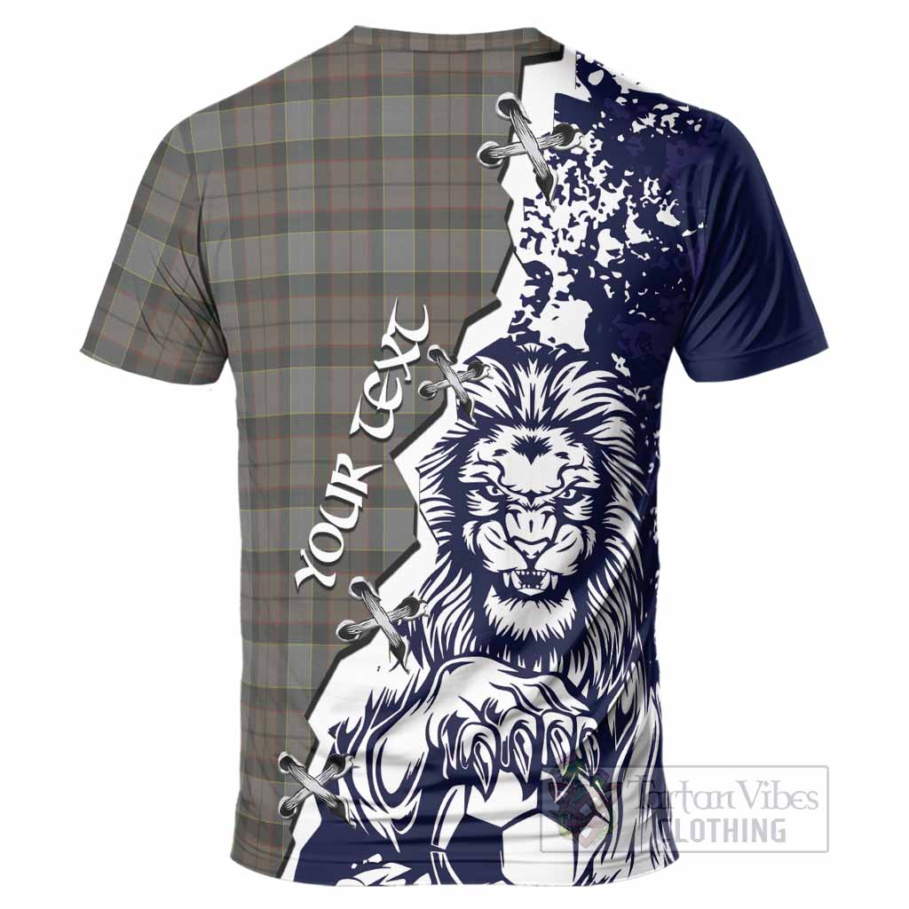 Outlander Fraser Tartan Scottish T-Shirt Angry Lion With Soccer Ball Style